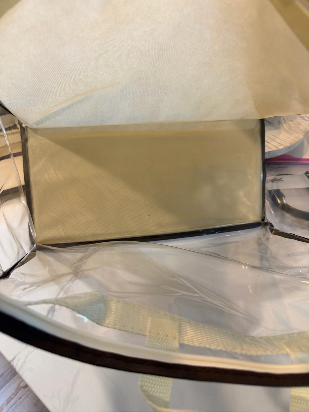 Clear Beige Tote Storage Bag with Handles - Picture 2 of 2